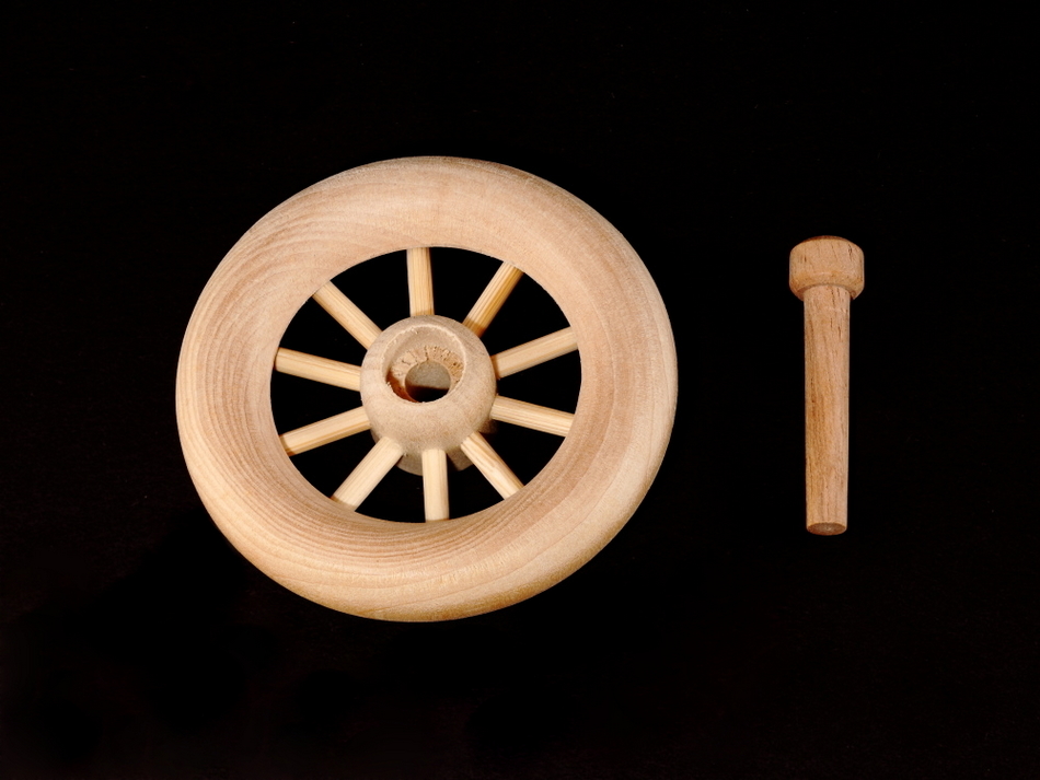 2-1/2" x 1/2" Wood Spoked Toy Wheel With Axle Peg