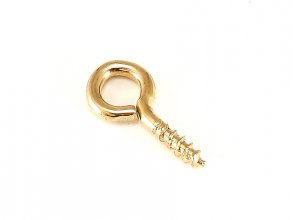 Brass Plated Steel Screw Eye - 1/8" Hole, 1/2" Long