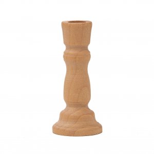 (image for) 3" Tall Unfinished Wood Colonial "Party" Candlestick Holder