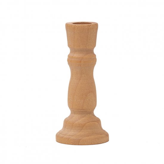 (image for) 3" Tall Unfinished Wood Colonial "Party" Candlestick Holder