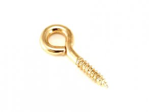 Brass Plated Steel Screw Eye 5/32" Hole, 51/64" Long