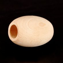 Wood Oval Bead - 7/8" Diameter x 1-1/4" Long x 3/8" Hole