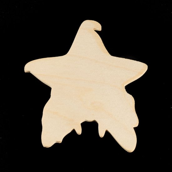 Star with Snow - Hand Cut Plywood - Click Image to Close