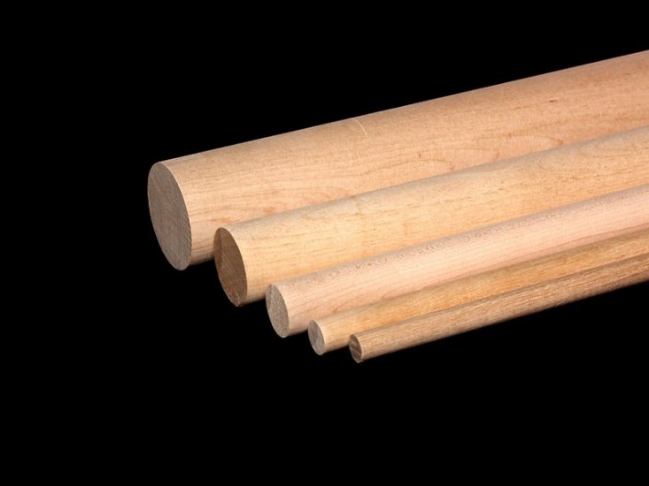 Wood Dowels - 1" Diameter X 48" Long Maple - Milled in the USA!