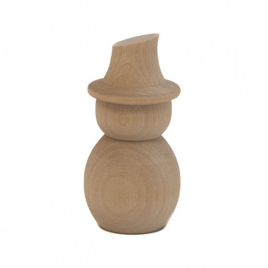 (image for) 2-11/16" Tall Wood Snowman Turning With Angled Hat