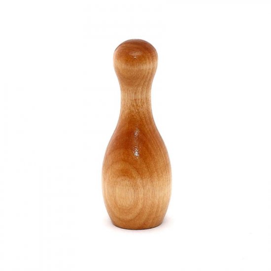 Varnished Wood Bowling Pin - 1-1/2" Diameter x 3-15/16" Tall - Click Image to Close