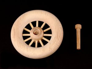 (image for) 3" x 5/8" Wood Spoked Toy Wheel With Axle Peg