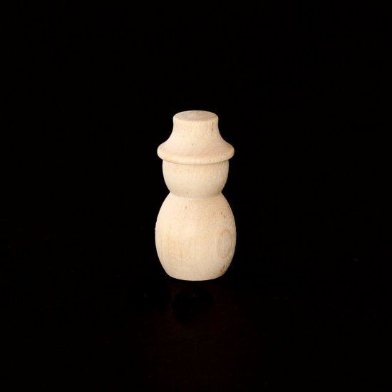 (image for) 1-13/32" Tall Wood Snowman With Flat Hat