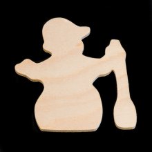 Snowman with Broom Cutout - Hand Cut Plywood