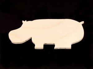 Wood Hippo Cutout - Hand Cut Plywood