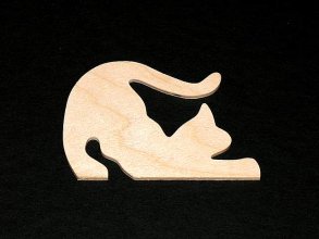 Cat Cutout - Playful Cat - Hand Cut Plywood