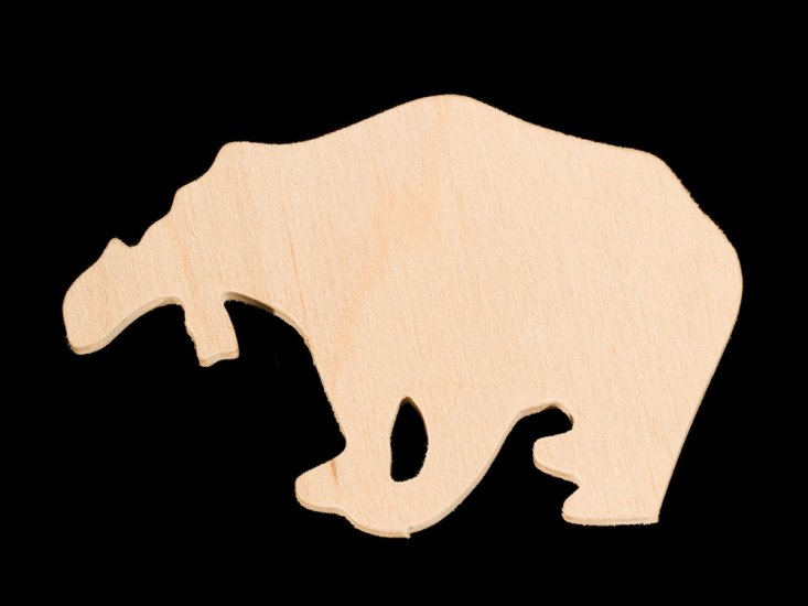(image for) Bear with Fish in Mouth Wood Cutout Shape-Hand cut plywood